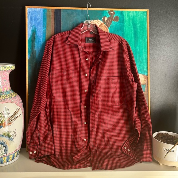Vintage Sears Red and Black Plaid Shirt M - Picture 13 of 15